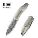 WEKNIFE Sine Wave Flipper Knife Polished Bead Blasted & Satin Titanium Handle (3.98" Fafnir Damasteel Blade) WE23069B - DS1