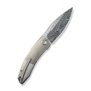 WEKNIFE Sine Wave Flipper Knife Polished Bead Blasted & Satin Titanium Handle (3.98" Fafnir Damasteel Blade) WE23069B - DS1
