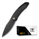 WEKNIFE Sine Wave Mystery Box Flipper Knife Black Titanium Handle (3.98" Black Stonewashed Bohler M390 Blade) WE23069B-1 MB, With One Free Mystery WE Or CIVIVI Model - We Knife