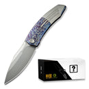 WEKNIFE Sine Wave Mystery Box Flipper Knife Flamed & Satin Titanium Handle (3.98" Polished Bead Blasted Bohler M390 Blade) WE23069B-4 MB, With One Free Mystery WE Or CIVIVI Model - We Knife