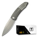 WEKNIFE Sine Wave Mystery Box Flipper Knife Gray Hand Rubbed & Satin Titanium Handle (3.98" Stonewashed M390 Blade) WE23069B-2 MB, With One Free Mystery WE Or CIVIVI Model - We Knife