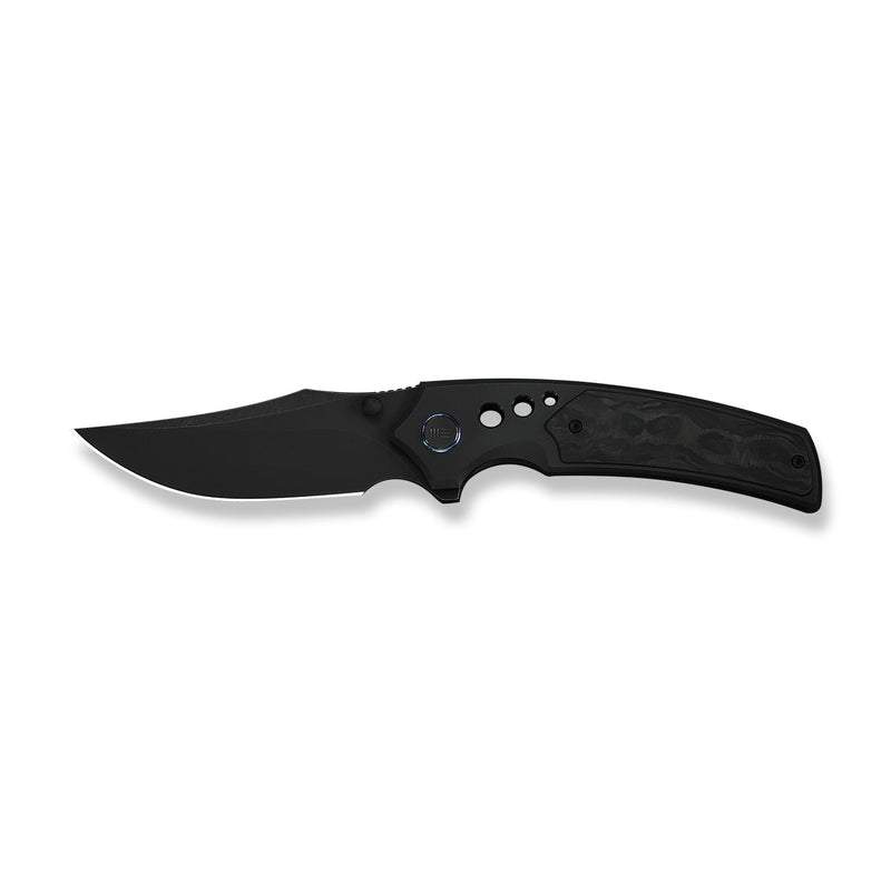 WEKNIFE Skynix Flipper & Thumb Stud Knife Black Titanium Handle With Marble Carbon Fiber Inlay (3.7" Black Stonewashed Bohler M390 Blade) WE24087 - 1