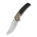 WEKNIFE Skynix Flipper & Thumb Stud Knife Champagne Titanium Handle With Twill Carbon Fiber Inlay (3.7" Hand Rubbed Satin Bohler M390 Blade) WE24087 - 3