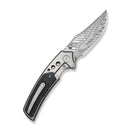 WEKNIFE Skynix Flipper & Thumb Stud Knife Gray Titanium Handle With Black & Blue Carbon Fiber Inlay (3.7" Fafnir Damasteel Blade) WE24087 - DS1
