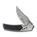 WEKNIFE Skynix Flipper & Thumb Stud Knife Gray Titanium Handle With Black & Blue Carbon Fiber Inlay (3.7" Fafnir Damasteel Blade) WE24087 - DS1