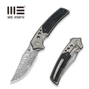 WEKNIFE Skynix Flipper & Thumb Stud Knife Gray Titanium Handle With Black & Blue Carbon Fiber Inlay (3.7" Fafnir Damasteel Blade) WE24087 - DS1