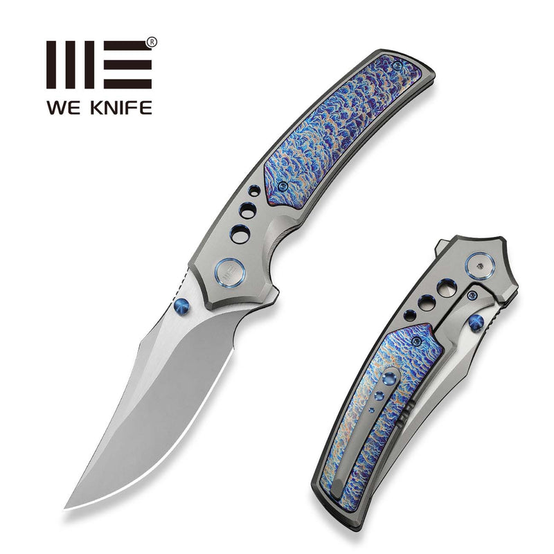 WEKNIFE Skynix Flipper & Thumb Stud Knife Gray Titanium Handle With Flamed Titanium Inlay (3.7" Stonewashed Bohler M390 Blade, Satin Flat) WE24087 - 2