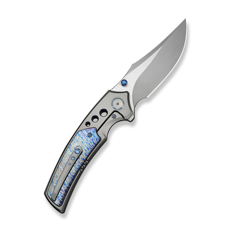 WEKNIFE Skynix Flipper & Thumb Stud Knife Gray Titanium Handle With Flamed Titanium Inlay (3.7" Stonewashed Bohler M390 Blade, Satin Flat) WE24087 - 2
