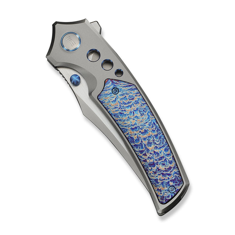 WEKNIFE Skynix Flipper & Thumb Stud Knife Gray Titanium Handle With Flamed Titanium Inlay (3.7" Stonewashed Bohler M390 Blade, Satin Flat) WE24087 - 2