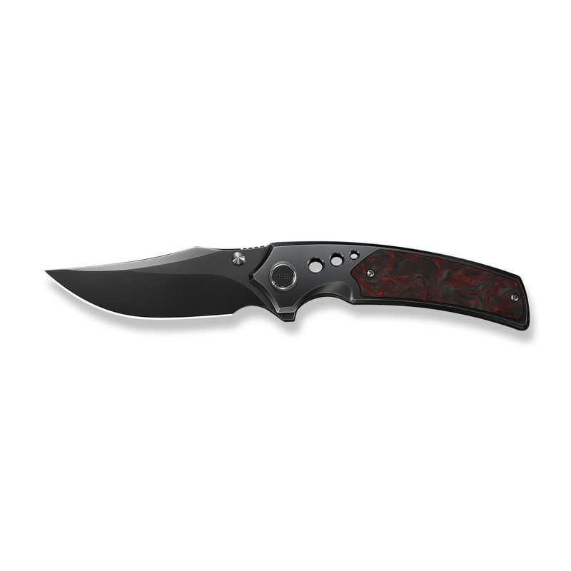 WEKNIFE Skynix Flipper & Thumb Stud Knife Polished Gray Titanium Handle With Black & Red Carbon Fiber Inlay (3.7" Polished Gray Bohler M390 Blade) WE24087 - 4