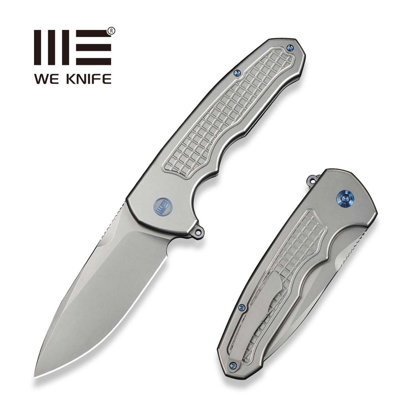 WEKNIFE Starlash Flipper Knife Gray Titanium Handle (3.97" Stonewashed Bohler M390 Blade) WE23011C - 2