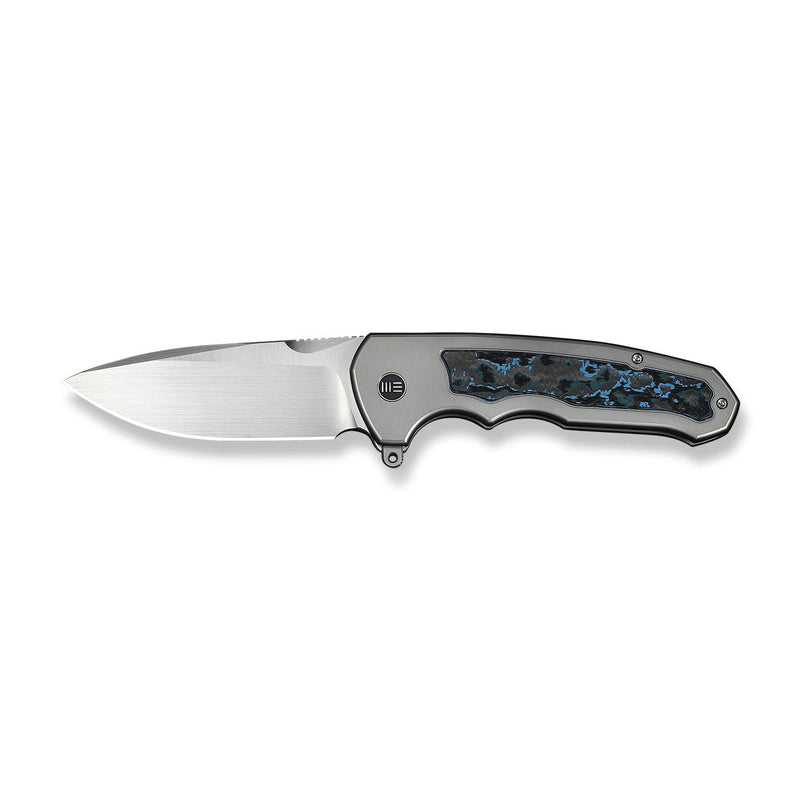 WEKNIFE Starlash Flipper Knife Polished Bead Blasted Titanium Handle With Arctic Storm FatCarbon Fiber Inlay (3.97" Hand Rubbed Satin Bohler M390 Blade) WE23011D - 2