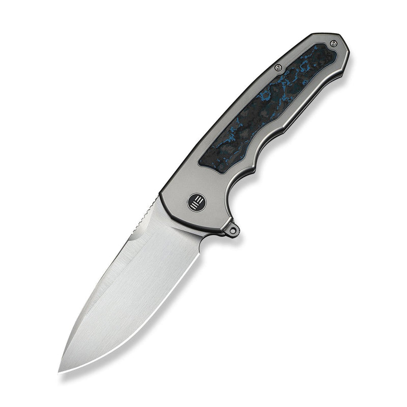 WEKNIFE Starlash Flipper Knife Polished Bead Blasted Titanium Handle With Arctic Storm FatCarbon Fiber Inlay (3.97" Hand Rubbed Satin Bohler M390 Blade) WE23011D - 2