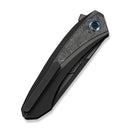 WEKNIFE Suisei Flipper Knife 6AL4V Titanium With Black & Gray Carbon Fiber Inlay (3.28" Black Stonewashed Bevels, Black Brushed Flats Bohler M390 Blade With Black & Gray Carbon Fiber Inlay) WE25086 Sample1 - We Knife
