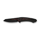 WEKNIFE Suisei Flipper Knife Black Titanium Handle With Red & Black Carbon Fiber Inlay (3.28" Black Stonewashed Bohler M390 Blade With Red & Black Carbon Fiber Inlay) WE25086-1 - We Knife