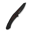 WEKNIFE Suisei Flipper Knife Black Titanium Handle With Red & Black Carbon Fiber Inlay (3.28" Black Stonewashed Bohler M390 Blade With Red & Black Carbon Fiber Inlay) WE25086-1 - We Knife