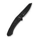 WEKNIFE Suisei Flipper Knife Dark Graphite Titanium Handle With Black & White Carbon Fiber Inlay (3.28" Dark Graphite Stonewashed Bohler M390 Blade With Black & White Carbon Fiber Inlay) WE25086-3 - We Knife