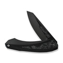 WEKNIFE Suisei Flipper Knife Dark Graphite Titanium Handle With Black & White Carbon Fiber Inlay (3.28" Dark Graphite Stonewashed Bohler M390 Blade With Black & White Carbon Fiber Inlay) WE25086-3 - We Knife