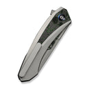 WEKNIFE Suisei Flipper Knife Gray Titanium Handle With Jungle Wear FatCarbon Fiber Inlay (3.28" Stonewashed Bohler M390 Blade With Jungle Wear FatCarbon Fiber Inlay) WE25086-2 - We Knife