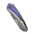 WEKNIFE Suisei Flipper Knife Polished Bead Blasted Titanium Handle With Timascus Inlay (3.28" Polished Bead Blasted Bohler M390 Blade With Timascus Inlay) WE25086-4 - We Knife