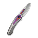 WEKNIFE Suisei Flipper Knife Polished Bead Blasted Titanium Handle With Timascus Inlay (3.28" Polished Bead Blasted Bohler M390 Blade With Timascus Inlay) WE25086-4 - We Knife