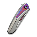 WEKNIFE Suisei Flipper Knife Polished Bead Blasted Titanium Handle With Timascus Inlay (3.28" Polished Bead Blasted Bohler M390 Blade With Timascus Inlay) WE25086-4 - We Knife