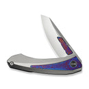 WEKNIFE Suisei Flipper Knife Polished Bead Blasted Titanium Handle With Timascus Inlay (3.28" Polished Bead Blasted Bohler M390 Blade With Timascus Inlay) WE25086-4 - We Knife