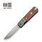 WEKNIFE Swanky Sendy Flipper Knife Polished Gray Orange Peel Textured Titanium Handle With Brown Micarta & Brass Inlay (2.83" Satin Finished CPM S35VN Blade) WE24076 Sample1