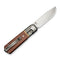 WEKNIFE Swanky Sendy Flipper Knife Polished Gray Orange Peel Textured Titanium Handle With Brown Micarta & Brass Inlay (2.83" Satin Finished CPM S35VN Blade) WE24076 Sample1