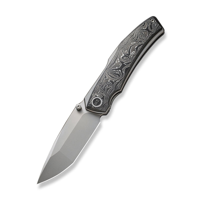 WEKNIFE Swordfin Front Flipper & Thumb Stud Knife Aluminum Foil Carbon Fiber Handle Gray Titanium Liner (3.28" Silver Bead Blasted CPM 20CV Blade) WE23067-3