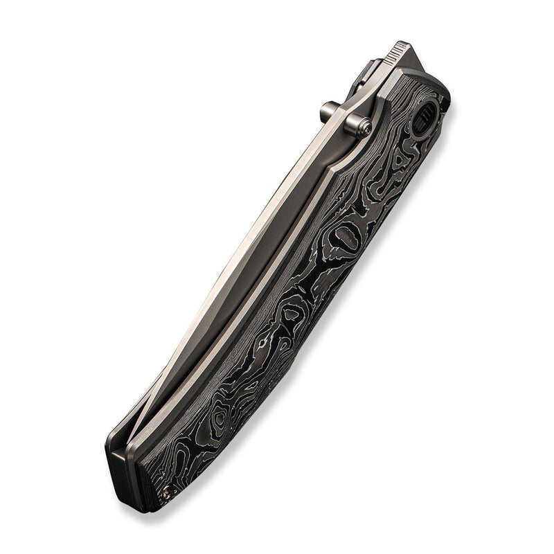 WEKNIFE Swordfin Front Flipper & Thumb Stud Knife Aluminum Foil Carbon Fiber Handle Gray Titanium Liner (3.28" Silver Bead Blasted CPM 20CV Blade) WE23067-3
