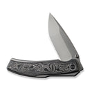 WEKNIFE Swordfin Front Flipper & Thumb Stud Knife Aluminum Foil Carbon Fiber Handle Gray Titanium Liner (3.28" Silver Bead Blasted CPM 20CV Blade) WE23067-3