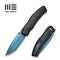 WEKNIFE Swordfin Front Flipper & Thumb Stud Knife Black Titanium Handle With Blue Laser Pattern Black Titanium Liner With Golden Laser Pattern (3.28" Hugin Damasteel Blade) WE23067 - 2025 BSW3