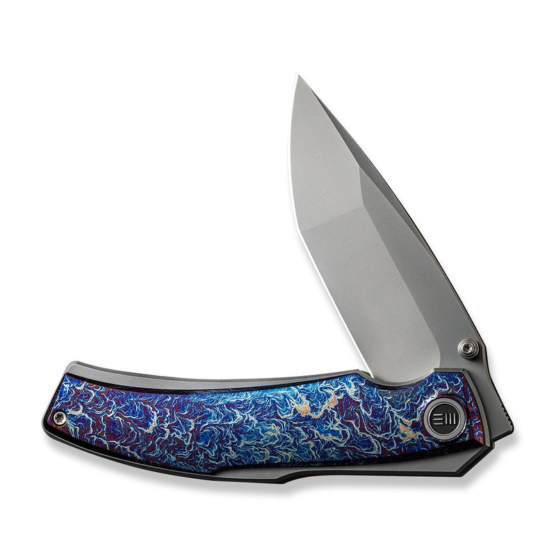 WEKNIFE Swordfin Front Flipper & Thumb Stud Knife Flamed Titanium Handle Gray Titanium Liner (3.28" Silver Bead Blasted CPM 20CV Blade) WE23067-1