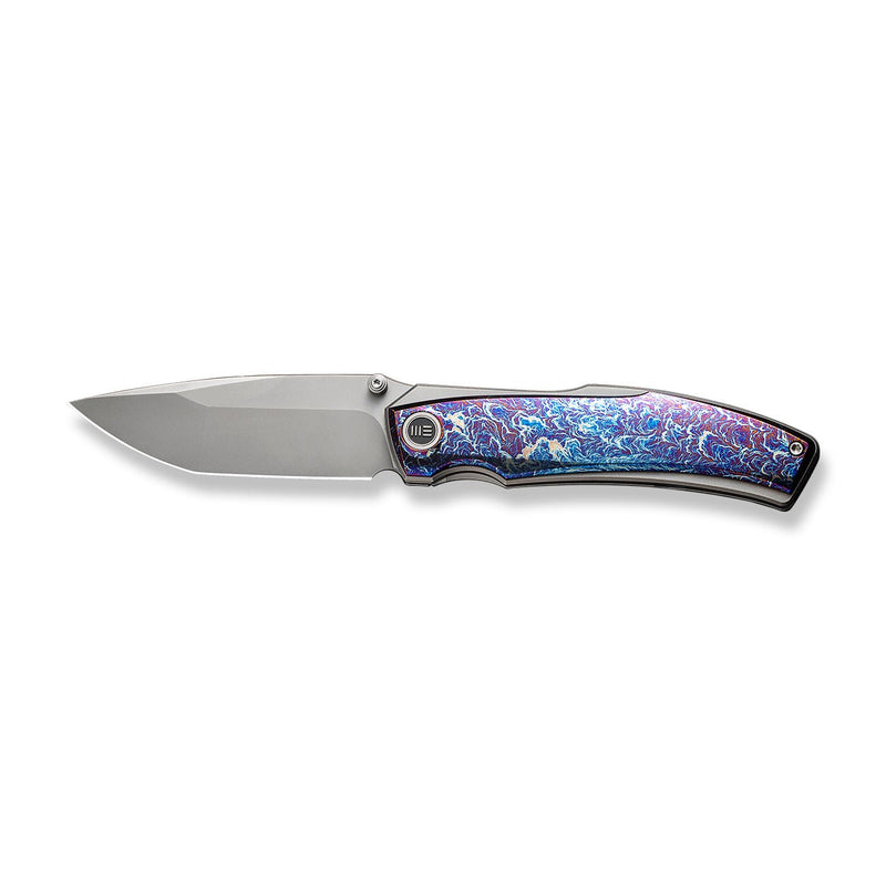 WEKNIFE Swordfin Front Flipper & Thumb Stud Knife Flamed Titanium Handle Gray Titanium Liner (3.28" Silver Bead Blasted CPM 20CV Blade) WE23067-1