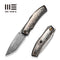 WEKNIFE Swordfin Front Flipper & Thumb Stud Knife Gray Titanium Handle With White Laser Pattern Polished Gray Orange Peel Textured Titanium Liner (3.28" Hugin Damasteel Blade) WE23067 - 2025 BSW2