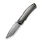 WEKNIFE Swordfin Front Flipper & Thumb Stud Knife Polished Gray Orange Peel Textured Titanium Handle Polished Gray Orange Peel Textured Titanium Liner (3.28" Hugin Damasteel Blade) WE23067 - 2025 BSW1