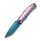 WEKNIFE Swordfin Front Flipper & Thumb Stud Knife Polished Handle With Purple Laser Pattern Polished Liner With Purple Laser Pattern (3.28" Hugin Damasteel Blade) WE23067 - 2025 BSW4
