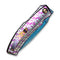WEKNIFE Swordfin Front Flipper & Thumb Stud Knife Polished Handle With Purple Laser Pattern Polished Liner With Purple Laser Pattern (3.28" Hugin Damasteel Blade) WE23067 - 2025 BSW4