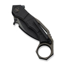 WEKNIFE Tayra Flipper Knife Black Titanium Handle Bronze Titanium Integral Backspacer & Finger Ring (2.19" Black Stonewashed Bevels, Black Brushed Flats Bohler M390 Blade) WE24069 - 1 - We Knife