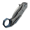 WEKNIFE Tayra Flipper Knife Gray Titanium Handle Blue Titanium Integral Backspacer & Finger Ring (2.19" Stonewashed Bohler M390 Blade) WE24069 - 2 - We Knife