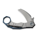 WEKNIFE Tayra Flipper Knife Gray Titanium Handle Blue Titanium Integral Backspacer & Finger Ring (2.19" Stonewashed Bohler M390 Blade) WE24069 - 2 - We Knife