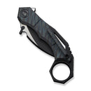 WEKNIFE Tayra Flipper Knife Tiger Stripe Pattern Flamed Titanium Handle Black Titanium Integral Backspacer & Finger Ring (2.19" Black Stonewashed Bohler M390 Blade, Satin Flat) WE24069 - 4 - We Knife