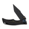 WEKNIFE Tighe Down Flipper & Thumb Stud & Button Lock Knife Black Titanium Integral Handle With Black & Yellow Carbon Fiber Inlay (4" Black Stonewashed Bohler M390 Blade, Tanto) WE24054B - 1