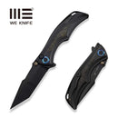 WEKNIFE Tighe Down Flipper & Thumb Stud & Button Lock Knife Black Titanium Integral Handle With Black & Yellow Carbon Fiber Inlay (4" Black Stonewashed Bohler M390 Blade, Tanto) WE24054B - 1