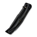 WEKNIFE Tighe Down Flipper & Thumb Stud & Button Lock Knife Black Titanium Integral Handle With Black & Yellow Carbon Fiber Inlay (4" Black Stonewashed Bohler M390 Blade, Tanto) WE24054B - 1