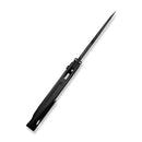 WEKNIFE Tighe Down Flipper & Thumb Stud & Button Lock Knife Black Titanium Integral Handle With Black & Yellow Carbon Fiber Inlay (4" Black Stonewashed Bohler M390 Blade, Tanto) WE24054B - 1