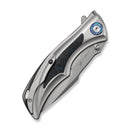 WEKNIFE Tighe Down Flipper & Thumb Stud & Button Lock Knife Gray Titanium Integral Handle With Black & Blue Carbon Fiber Inlay (4" Stonewashed Bohler M390 Blade, Drop Point) WE24054 - 1