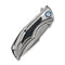 WEKNIFE Tighe Down Flipper & Thumb Stud & Button Lock Knife Gray Titanium Integral Handle With Black & Blue Carbon Fiber Inlay (4" Stonewashed Bohler M390 Blade, Drop Point) WE24054 - 1