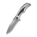 WEKNIFE Tighe Down Flipper & Thumb Stud & Button Lock Knife Gray Titanium Integral Handle With Black & Blue Carbon Fiber Inlay (4" Stonewashed Bohler M390 Blade, Drop Point) WE24054 - 1